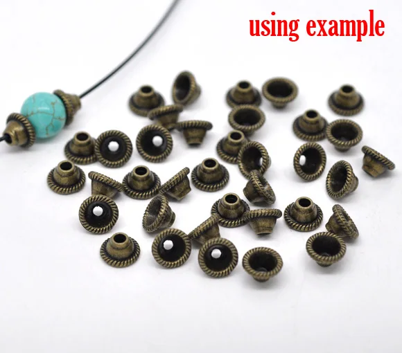 DoreenBeads из металлического сплава цинка бусины в форме Куба античная бронза(Подходит 14 мм бусины) узор 8 мм(3/") x 5 мм(2/8"), 20 шт., новинка