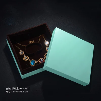 DOYUBO Новое поступление зеленый из искусственной кожи Jewelry Упаковку Комплектов серии с кольцом/Подвеска/браслет/Цепочки и ожерелья коробка b008 - Цвет: jewelry sets box