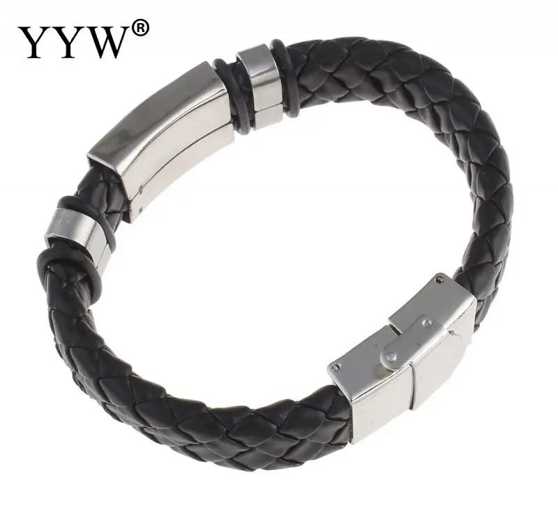 2017 мужские браслеты и из искусственной кожи браслет нержавеющей стали для мужчин