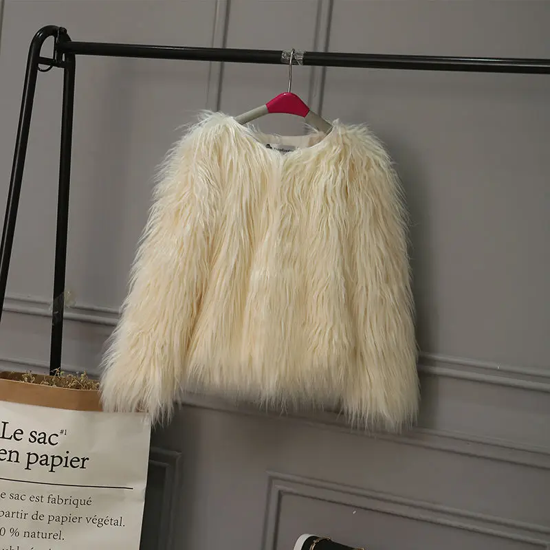 Autumn Winter Fur Jackets For Girls Princess Coat Waterfall Baby Girl Faux Fashion Kids Children Outerwear | Детская одежда и