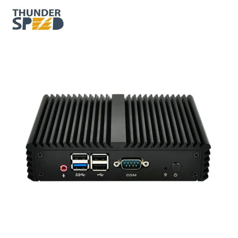 Thunderspeed безвентиляторный мини ПК 2 LAN J1900 четырехъядерный 1080P PFsense брандмауэр