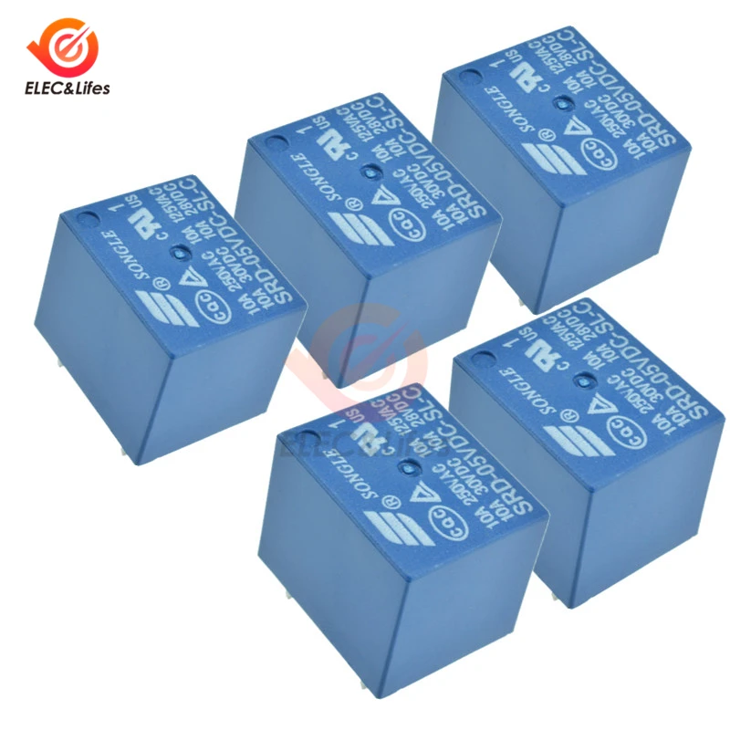 Реле мощности постоянного тока 5 В SRD 05VDC SL C T73 5V 5Pin PCB типа высокого качества|Реле| |