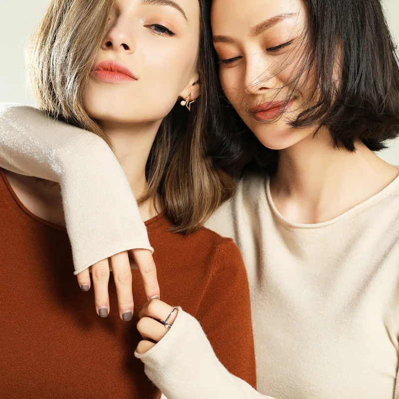 JECH Spring Women Pullovers Sweaters Curled O Neck Summer Long Sleeve Solid Fashion Knitted Jumpers Female | Женская одежда