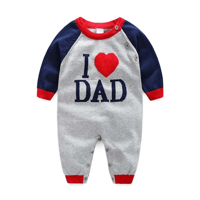 Myudi - 100% хлопковый Детский свитер для новорожденных I love Dad Mom пальто с надписью