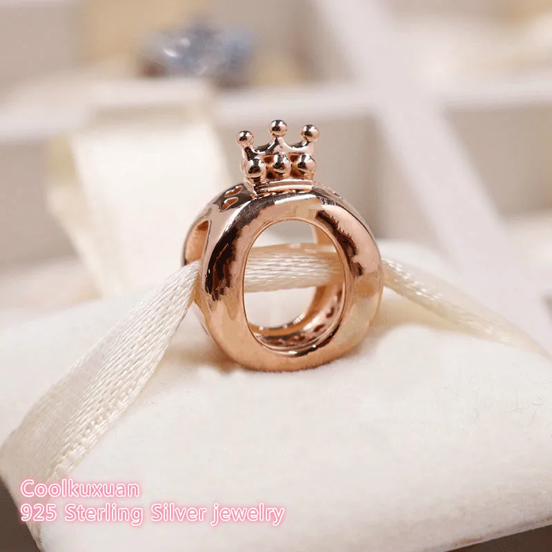 Осень 100% Стерлинговое Серебро 925 пробы фирменный Логотип Корона O Charm розовое