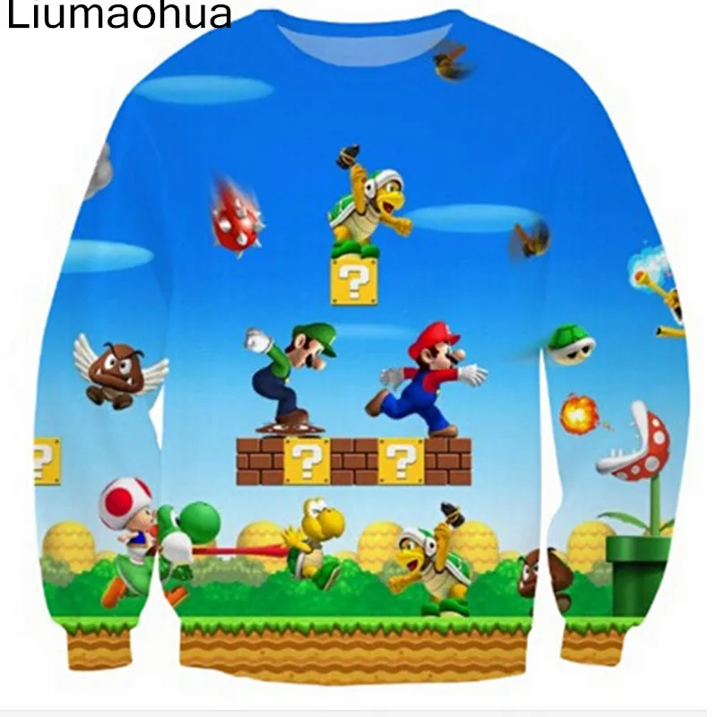 Liumaohua 3D толстовки с буквенным принтом супер Mario Kart хип хоп Повседневный Свободный