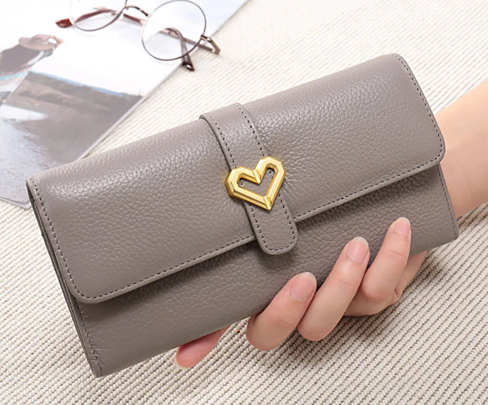 

Genuine Leather Women Wallet Litchi Pattern Purse Fashion Female Long Wallets Handbag Coine Money Bag Cellphone ID Holder