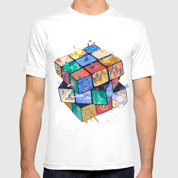 Для мужчин Творческий Magic Cube с принтом летние топы Цвет печати высокое качество