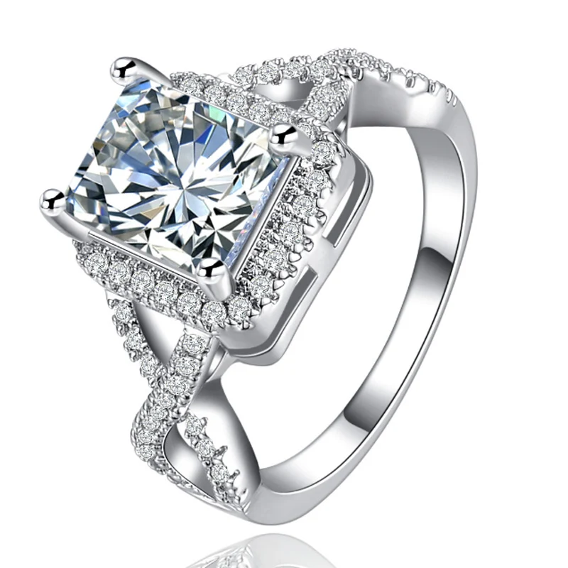 Яйи Модные женские ювелирные изделия кольца CZ цвета: золотистый серебристый Цвет