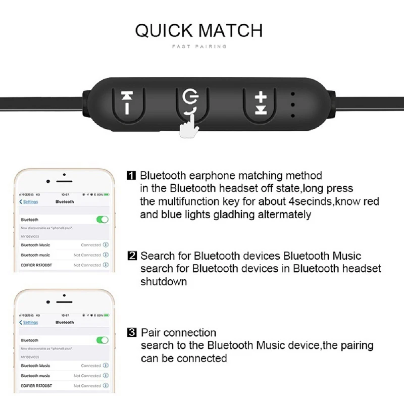 Магнитные беспроводные Bluetooth наушники XT 11 бас стерео гарнитура спортивные