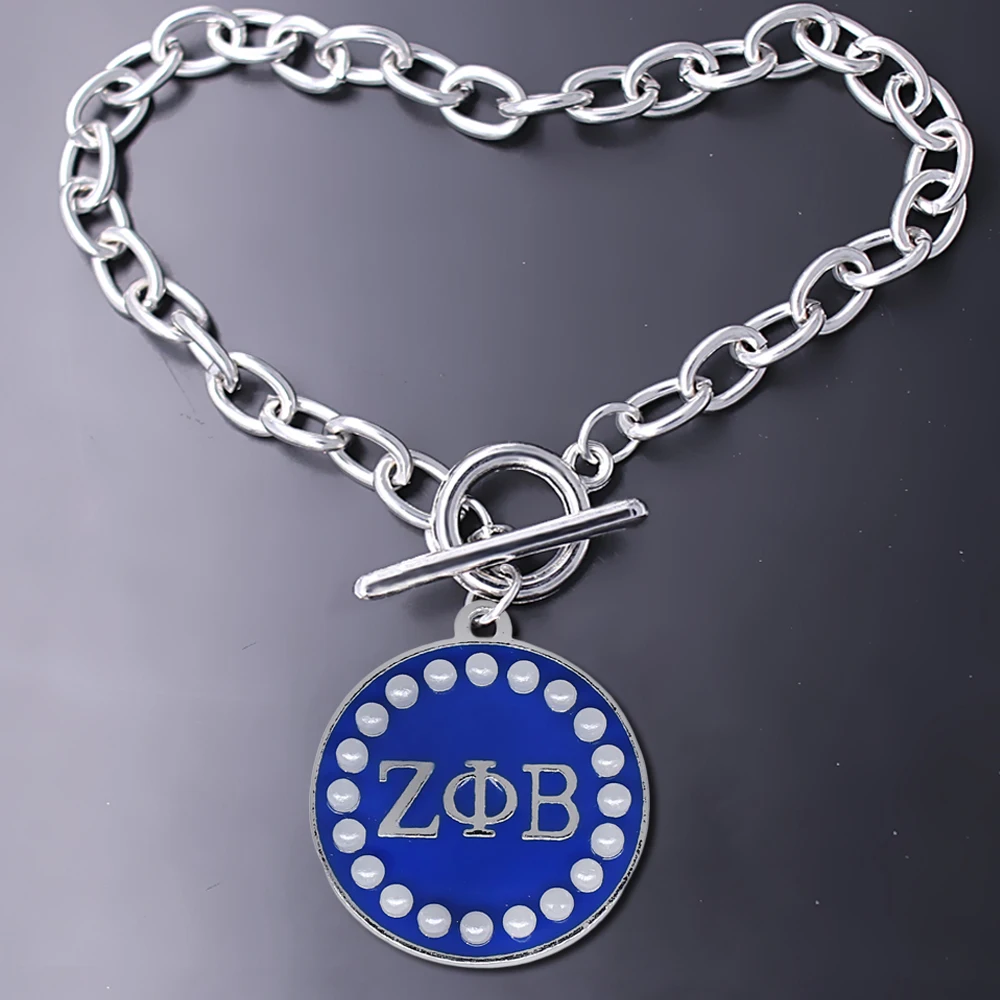 Модный Синий эмалированный металлический греческий браслет с надписью ZETA PHI BETA