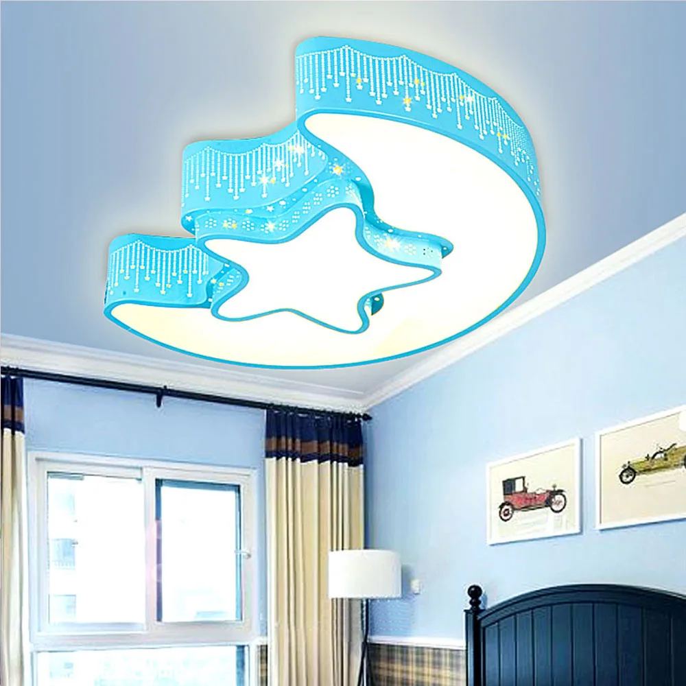 Vintagelll Modern Minimalist Half Moon Stars Children's Room Bedroom Ceiling Lights Boy and Girl Cute Cartoon LED Lamps | Освещение