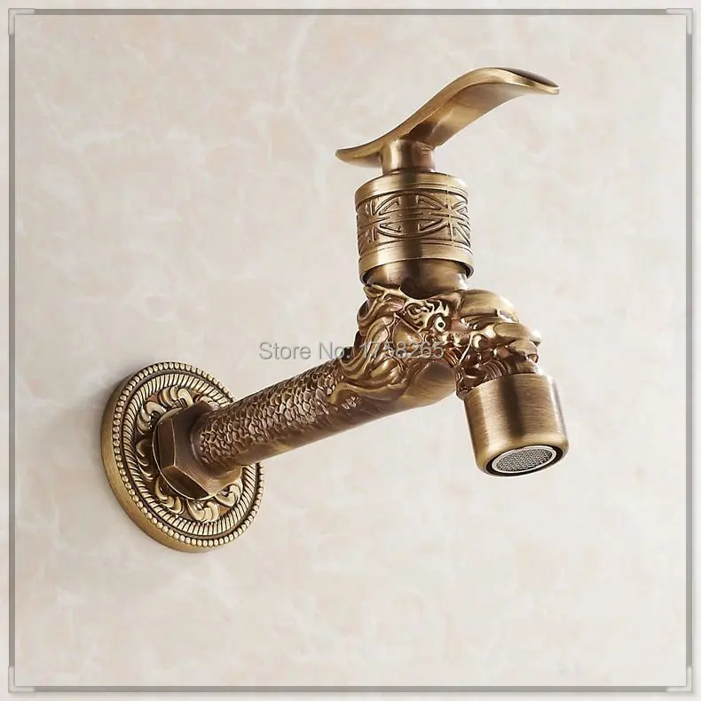 Garden Bibcock faucet tap crane Antique Brass Finish Bathroom Wall Mount Washing Machine Water Faucet Taps HJ-8663F hands free w |