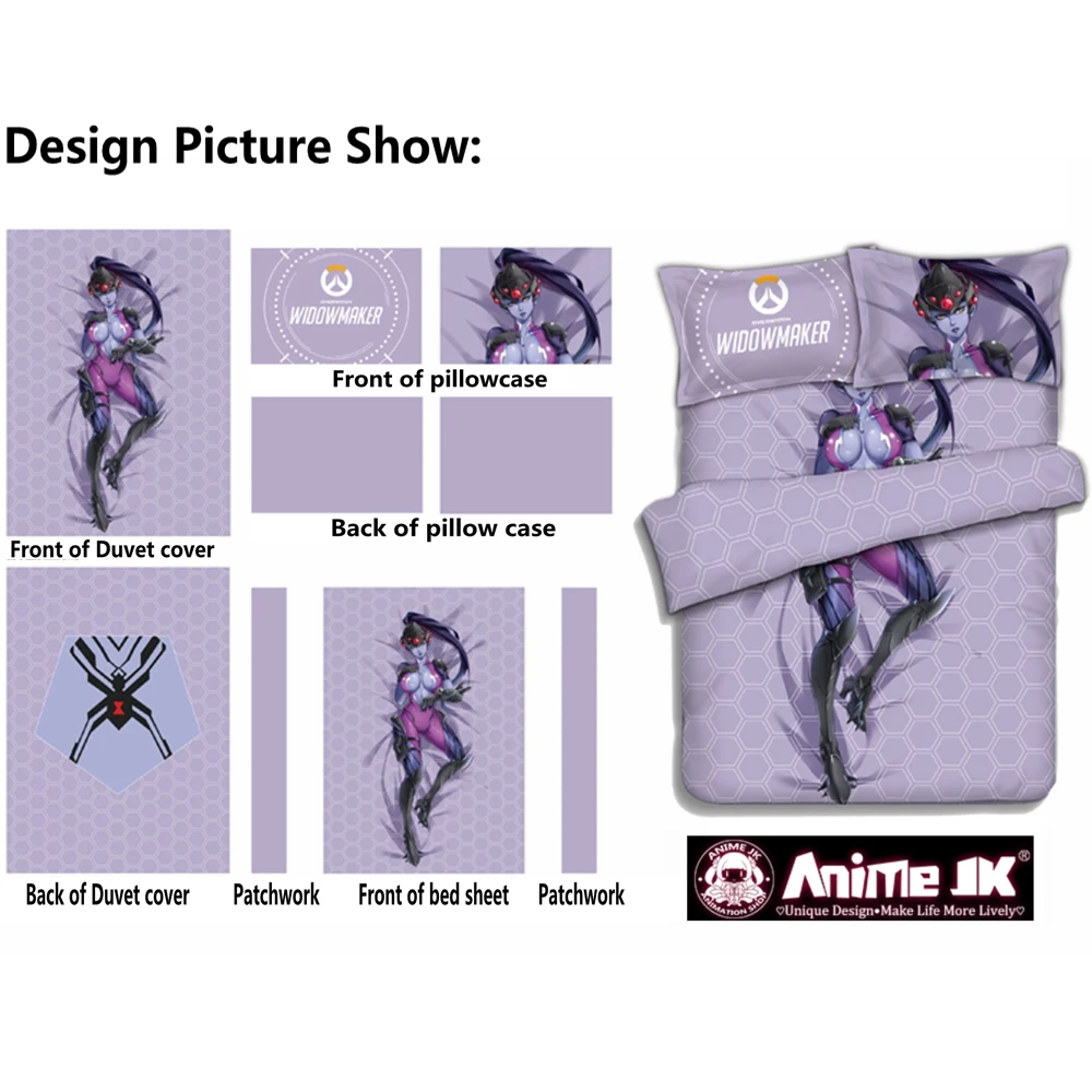 Комплект постельного белья аниме JK Game OW Widowmaker Amelie Lacroix из 4 предметов|Реквизит для