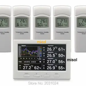 misolwireless weather station with 5 sensors 5 channels color screen data logger connect to pc free global shipping