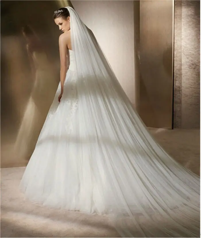 Stock Long Chapel Length Bridal Veils 3M Tulle Wedding Veil With Comb Bridesmaid bridal veil | Свадьбы и торжества