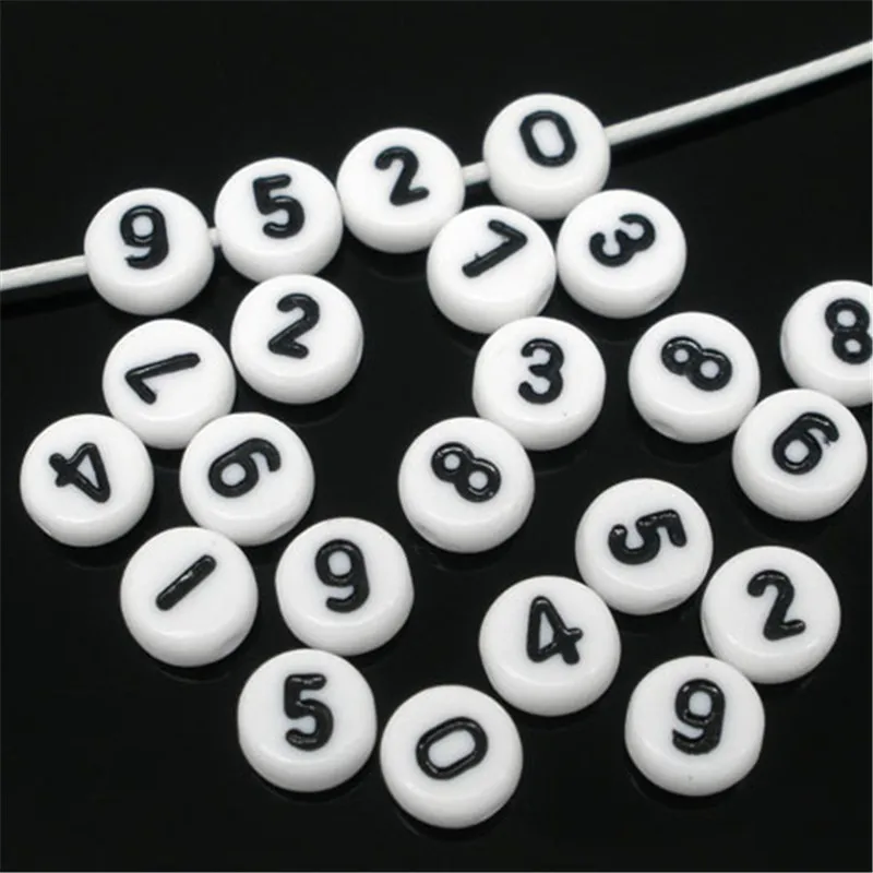 DoreenBeads 500 шт белые акриловые цифры 0-9/смешанные плоские круглые