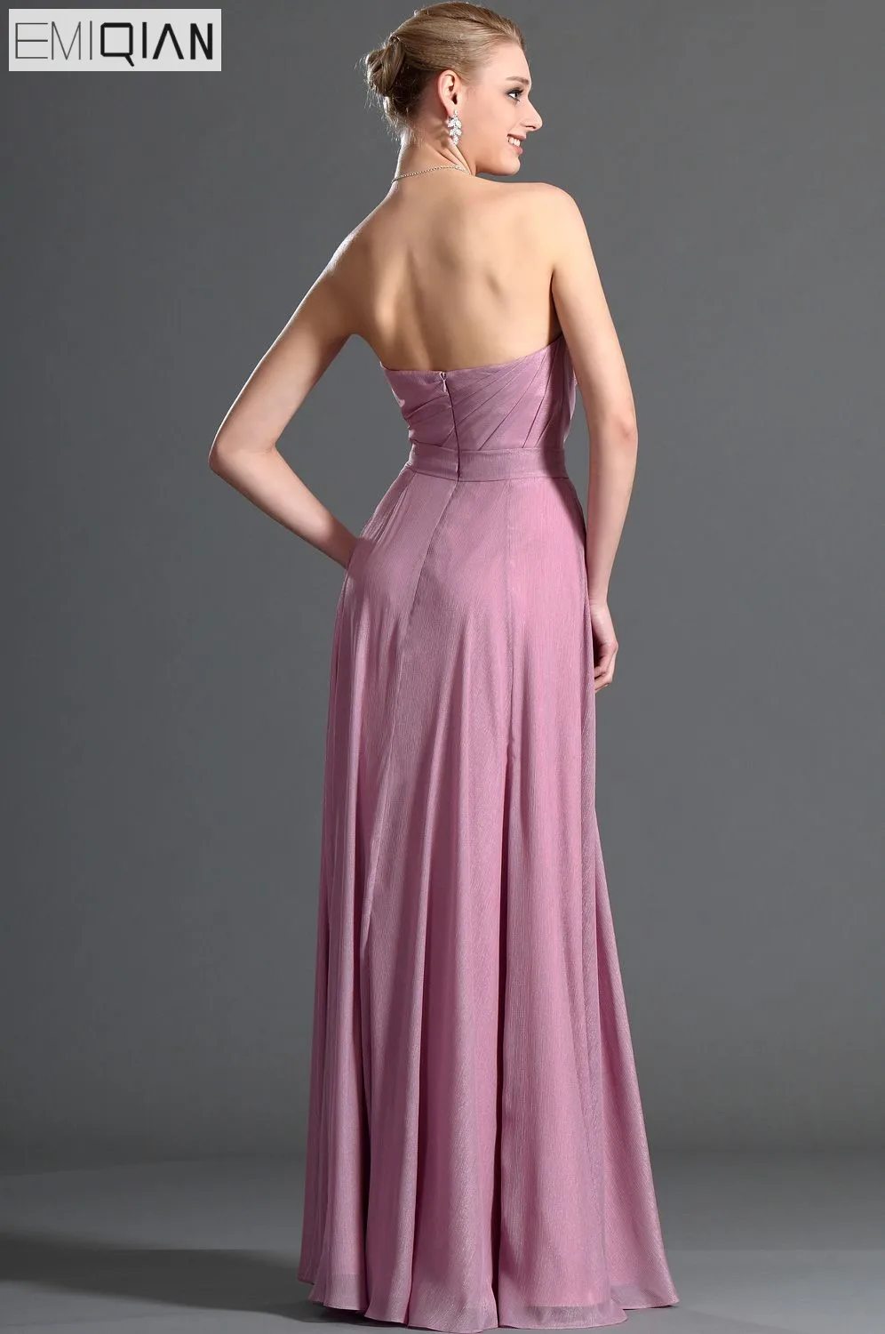 Платье подружки невесты шифоновое Плиссированное без бретелек