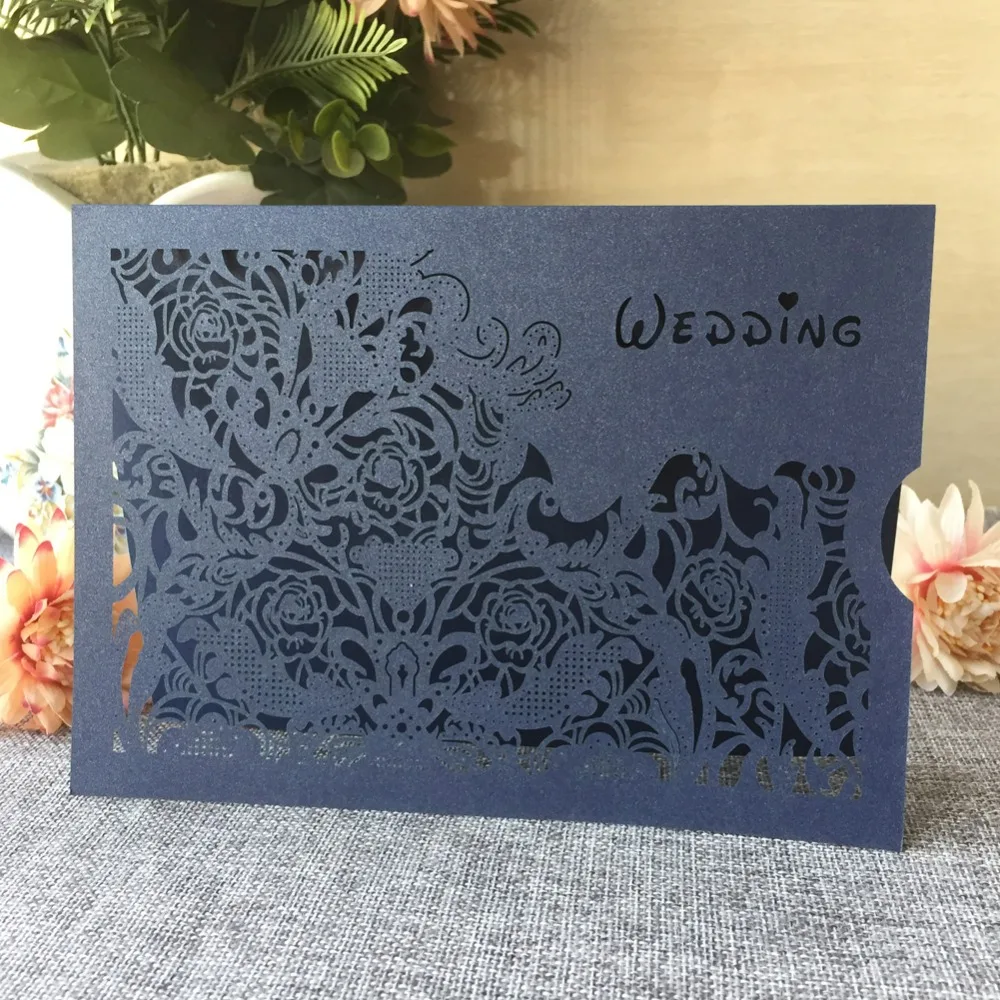 

25pcs/lot Hotsale Wedding Rose Pearl Paper Card For Wedding Invitations Wedding Engagement Party Bless Greeting