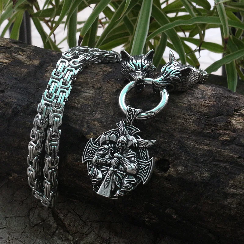 

viking odin Men stainless steel necklace with viking odin pendant norse talisman ethnic jewelry