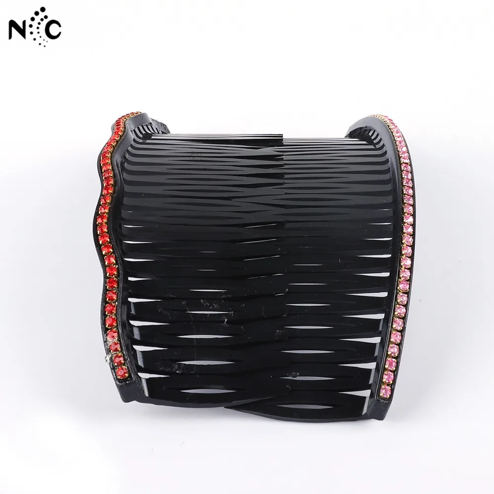 1PC Random Color Wavy Straight Line Rhinestone Hair Comb Clips Barrettes Claw For Women Hairgrips Accessories |
