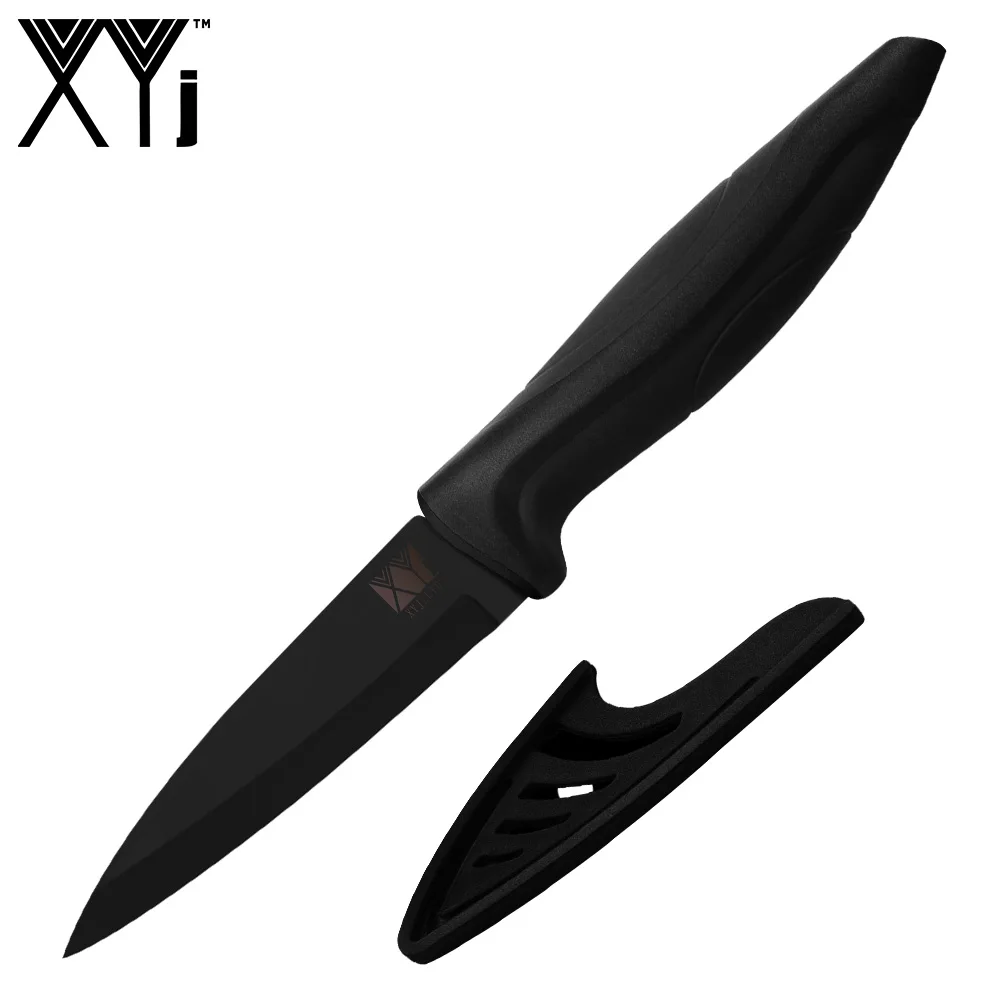 3.5 Inch Paring XYj 6pcs Knife Set Slicing Cleaver Bread Santoku Chef Knife 3Cr13 Black Steel Cooking Kitchen Knives Set With Utility Covers - Цвет: 3.5 Inch Paring