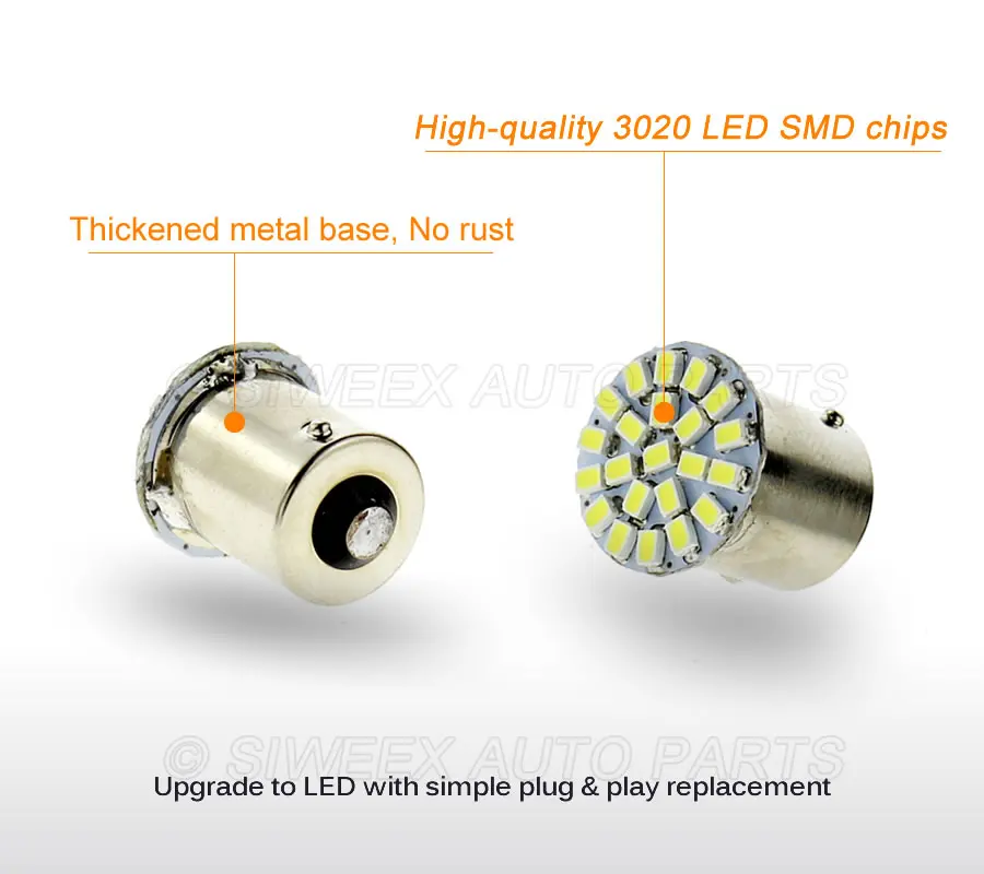 4 Pcs/Lot BA15S 1156 Car LED License Plate Lights 22 3020 SMD 12V Tail Rear Side Marker Dome Lamp Turn Signal Bulb White | Автомобили и