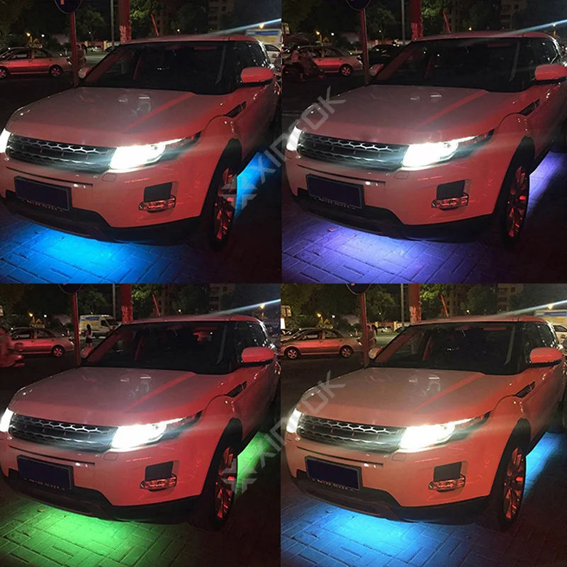 4 шт. RGB светодиодный водонепроницаемый под автомобильным подсвечиванием система освещения полосы Bluetooth APP/RF пульт дистанционного управления 90X120 см для гоночного стиля