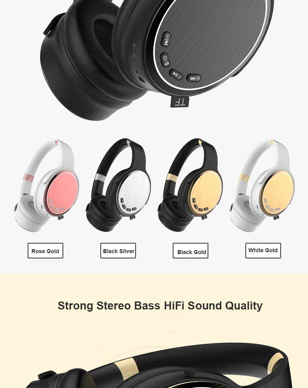 Беспроводные Bluetooth наушники Hi-Fi стерео бас складные спортивные музыкальные проводные наушники с микрофоном TF слот наушники для телефона ПК