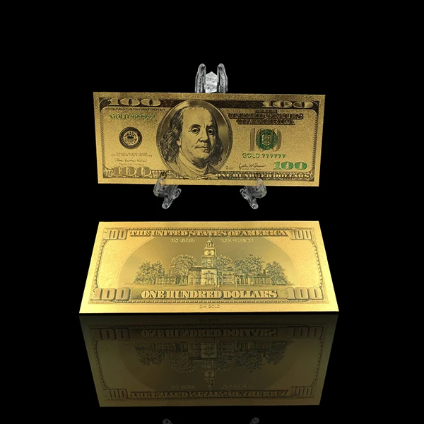 1 шт. Kelin США 100 доллар 24 k 999,9 позолоченные золотые игрушечные деньги Примечание с показ домашний декор подставка - Цвет: USD 100 with stand