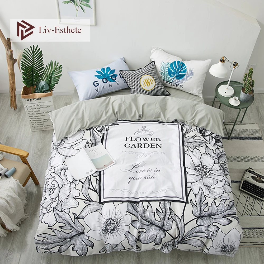 Liv-Esthete Модный цветочный сад 100% хлопок Комплект постельного белья Декор