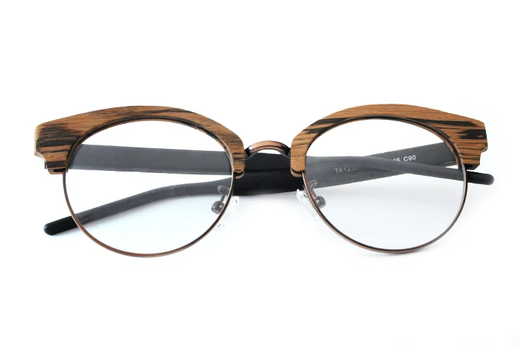 

LONSY 2017 Vintage Half Frame Wood Myopia Glasses Frame High quality Brand Design eyeglass frame eyewear oculos de grau TA12307