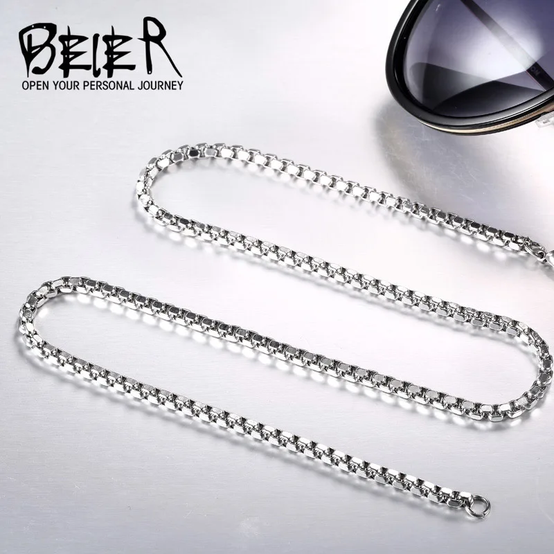 Beier 2.5mm/3mm/4mm Stainless Steel Necklace long Chain Trendy Boy Man BN1009 |