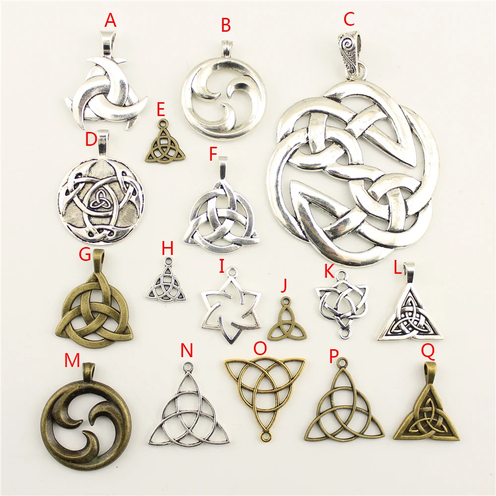 20 шт. оптовая продажа оптом аксессуары части очарование Triquetra Символ микс
