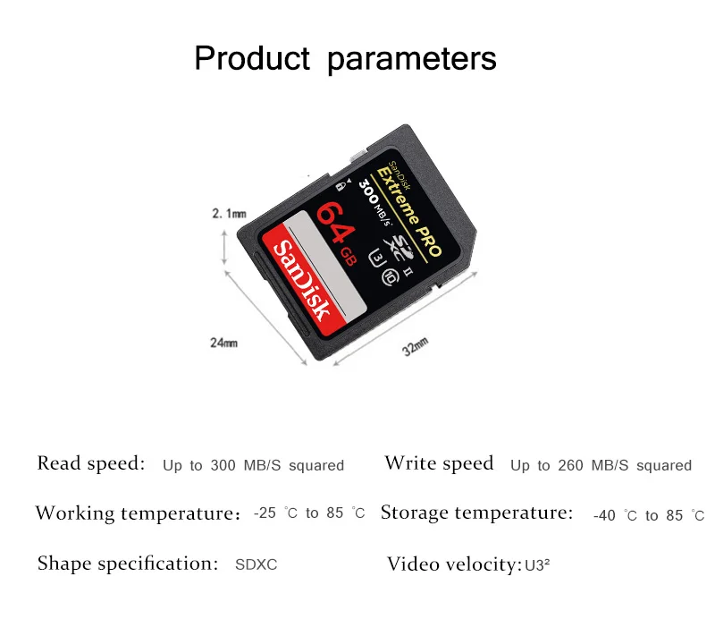 sandisk Extreme Pro SD карта, 32 ГБ, 64 ГБ скорость чтения Скорость до 300 МБ/с. sd-карта Class 10 U3 128 Гб карта памяти для Камера USH-II