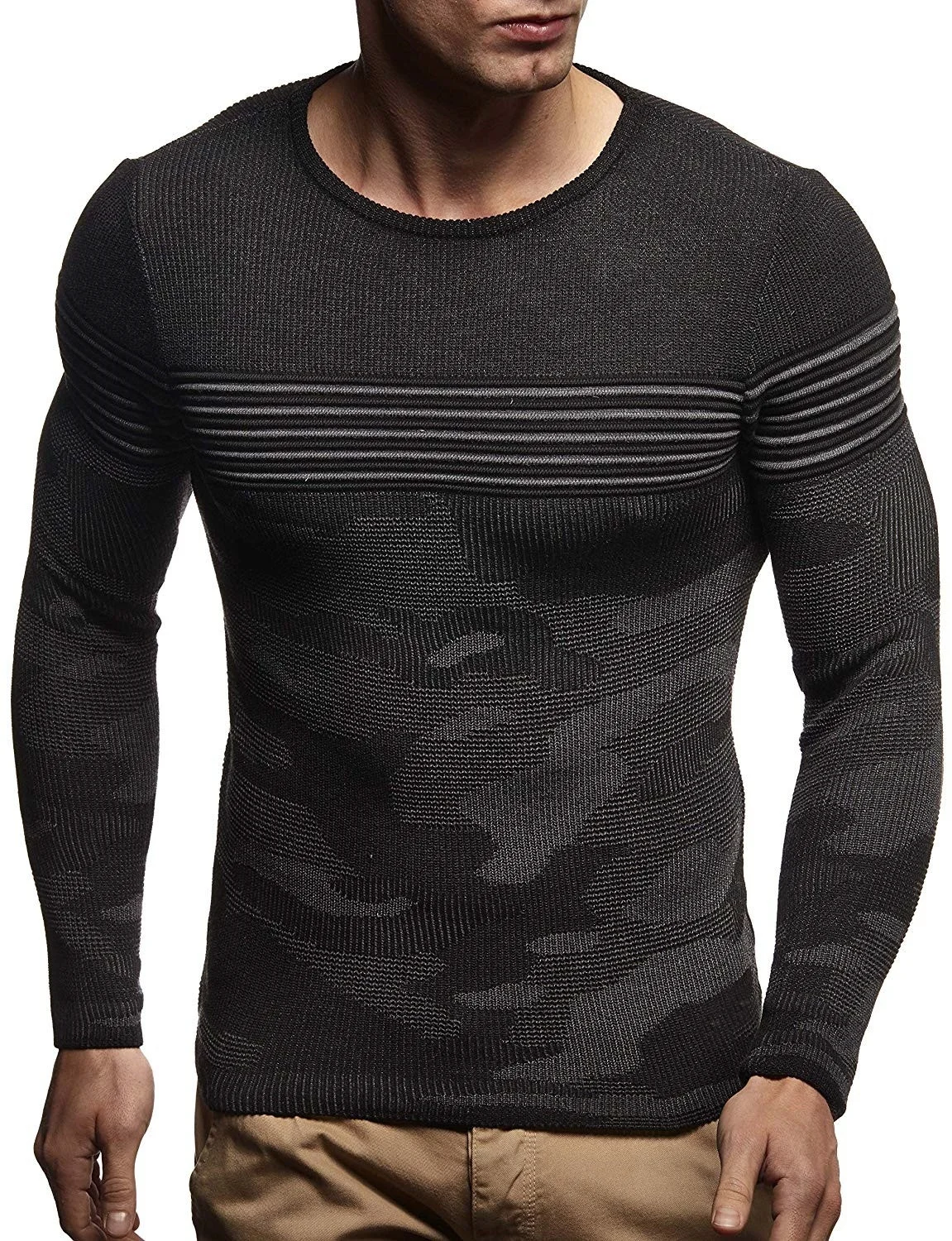 Мужской свитер вязаный с высоким воротом зимний пуловер в стиле хип-хоп уличная