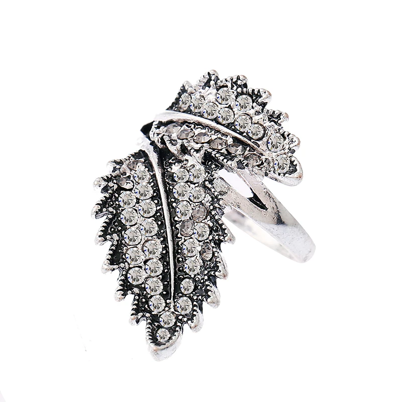 Кольцо женское винтажное серебряное в виде листьев Размер 7-9 | Украшения и