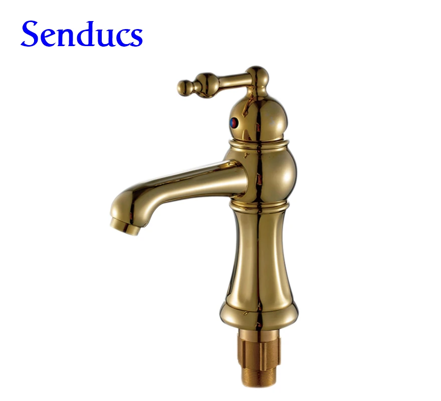 Free shipping hot sale gold basin sink mixer tap with single lever kitchen faucet of solid brass bathroom | Обустройство дома