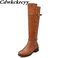 promotional products autumn new pattern high cylinder chivalry boots minimalism leisure time rivet women boots plus size 34 43