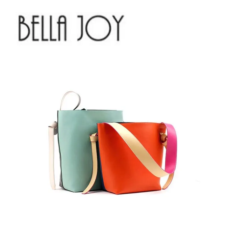 Женская сумка-ведро BELLA JOY модная многоцветная Сумка-тоут из натуральной кожи