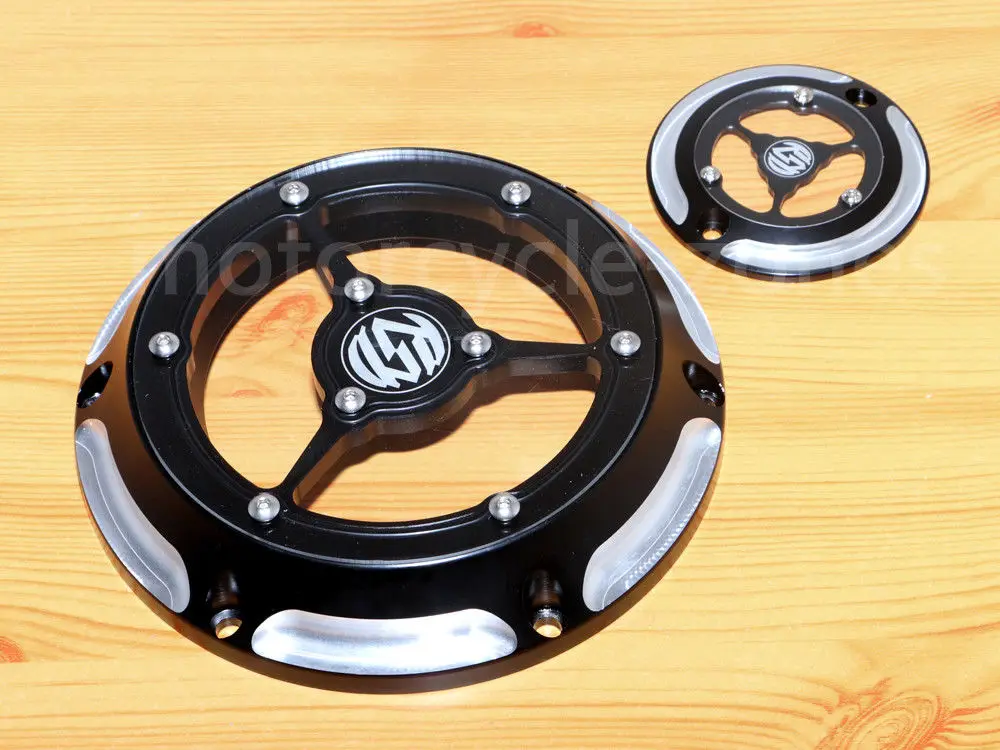Black White 6 Holes Clarity CNC Derby Timing Timer Cover For Harley Sportster XL 1200 883 2004- 2013