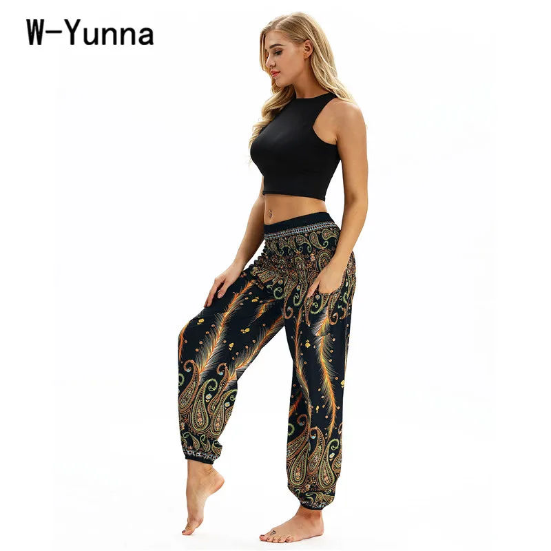 Женские шаровары W-Yunna свободные Boho с высокой талией мягкие спортивные штаны |