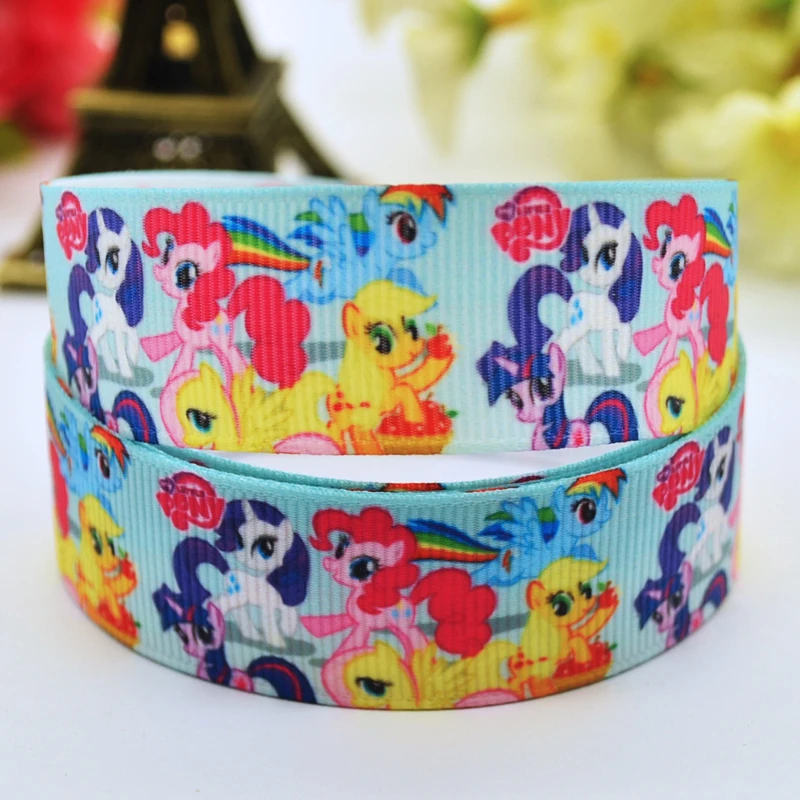 7/"(22 мм) Ruban My Little Pony вечерние атласные ленты с принтом героев мультфильмов, 10 ярдов - Цвет: X 00110