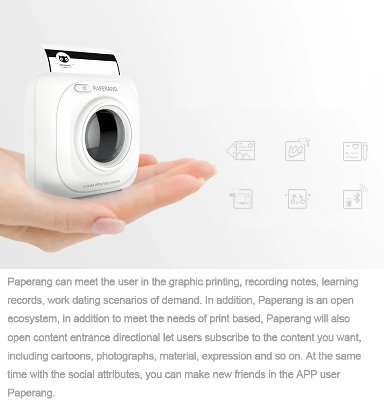 PAPERANG P1 принтер портативный Bluetooth 4,0 принтер фото принтер телефон Беспроводное подключение принтер 1000 мАч литий-ионный тесто