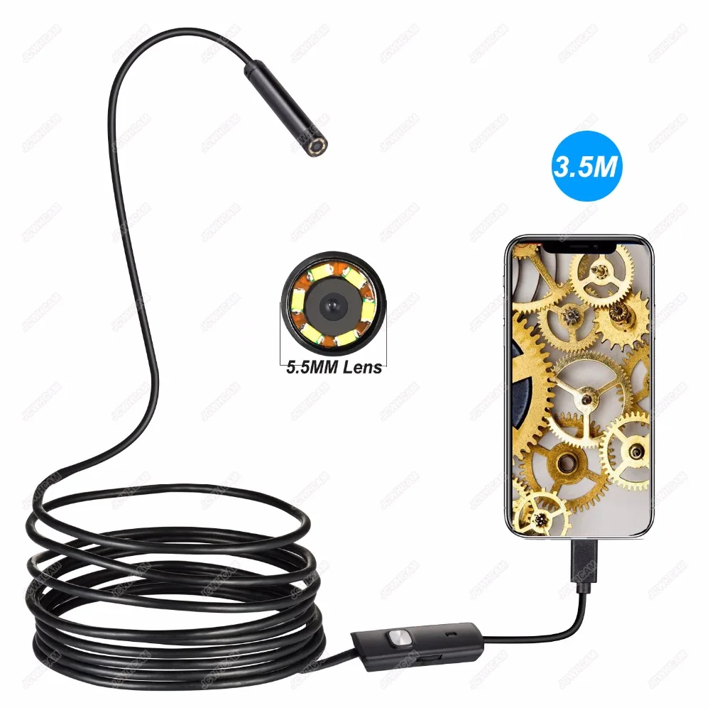 

5.5mm Len USB Endoscope Camera 1m/2m/5m/10m Android OTG Flexible Snake Pipe Inspection 2in1 Android Phone USB Borescope Camera