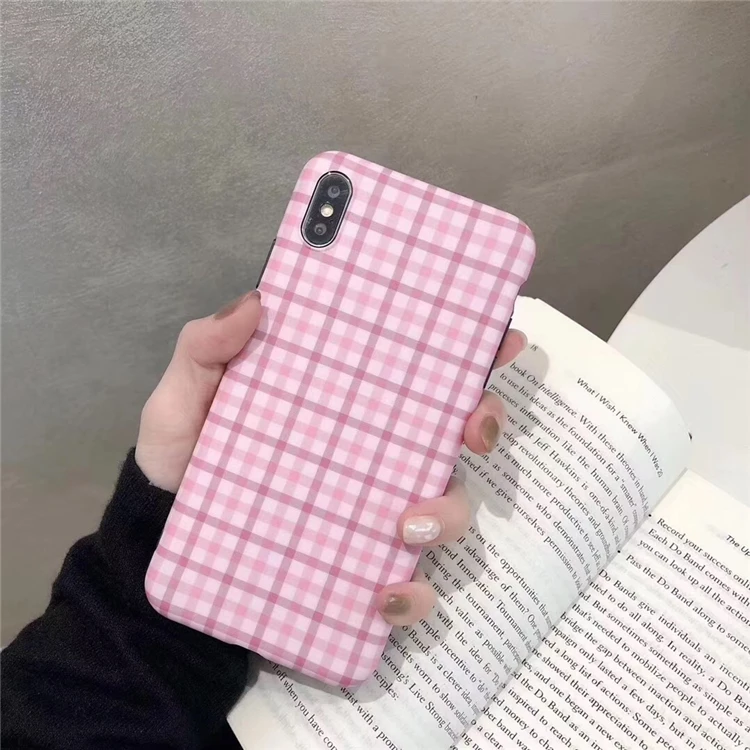 Простой розовый клетчатый чехол для телефона Wixcen Iphone Xs Max XR противоударный