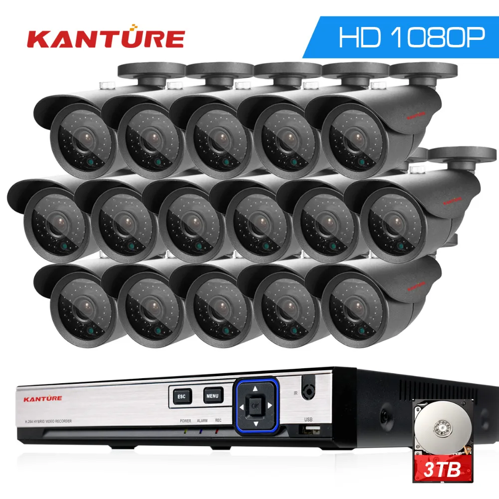 16CH AHD HDMI 1080 P DVR NVR CCTV система безопасности 16 шт. 3000TVL 2MP наружняя инфракрасная камера