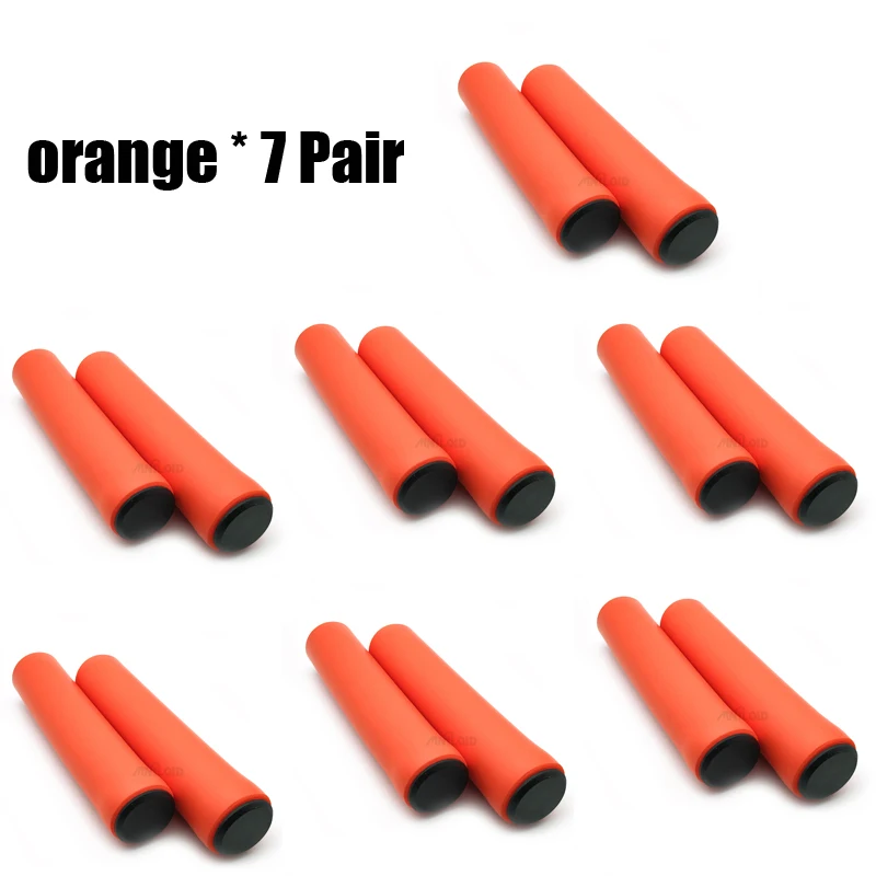 Orange 7pair 7 пара/лот, велосипедные ручки, ручки для велосипеда, для улицы, MTB, горный велосипед, Велоспорт, велосипедный, силиконовый, противоскользящий, руль, мягкие ручки - Цвет: Orange 7pair