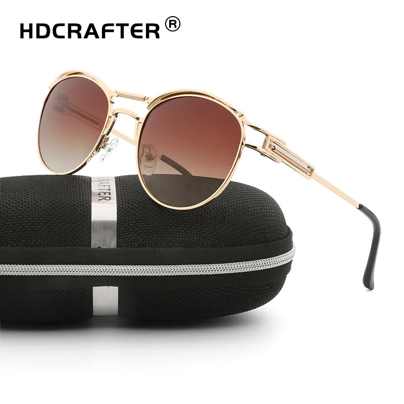 Мужские и женские солнцезащитные очки HDCRAFTER круглые поляризационные в оправе из