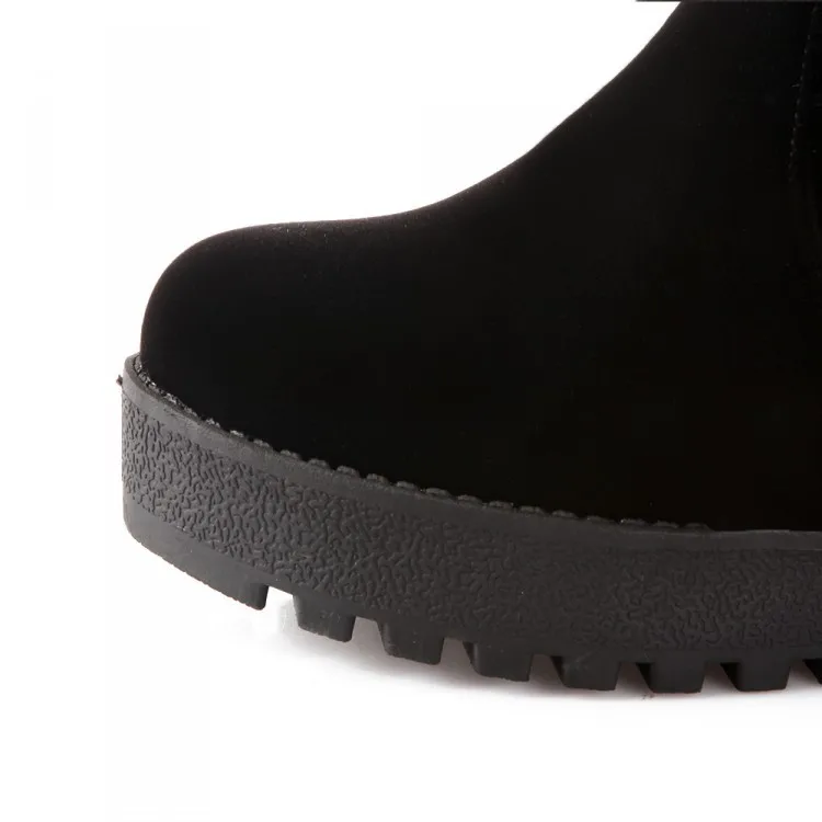 2015 Новых женщин Колено Высокие Сапоги Платформа Клин Каблуки панк Гот Creeper Обувь